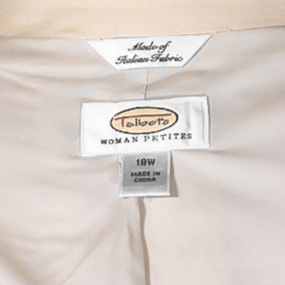 Talbots Women's Blazer Beige Linen Stretch Three Button Italian Suit Jacket 18WP - Picture 3 of 9